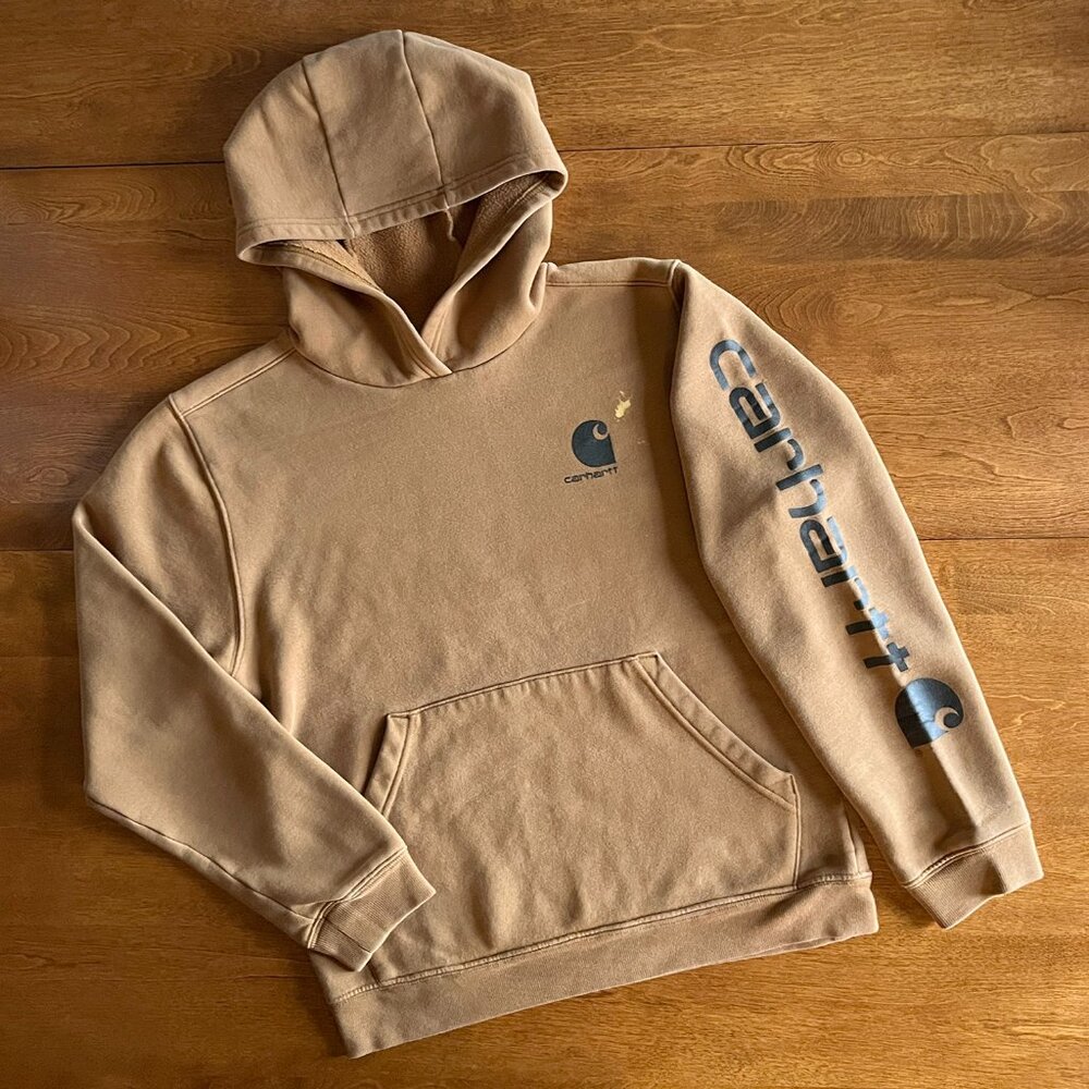 Carhartt tan logo hoodie XL 18-20